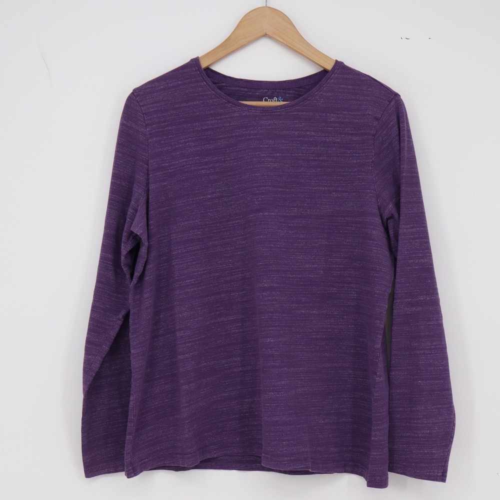 Croft & Barrow Top Womens XL The Classic Tee Purple Space Dye Long Sleeve Exc